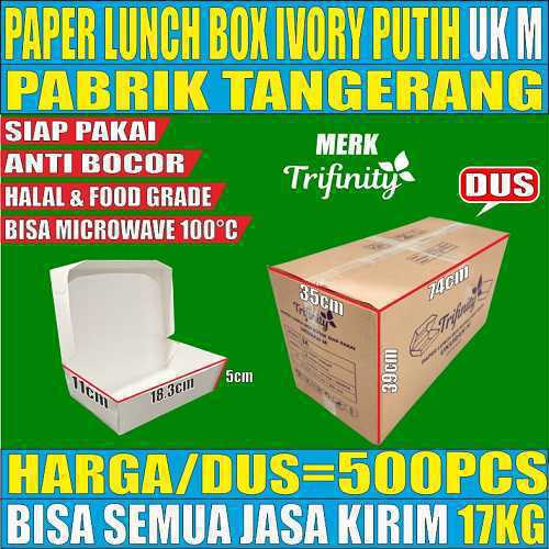 Paper Lunch box Tutup Trifinity Ivory Putih Kotak Uk M Dus 500pcs L1UTR