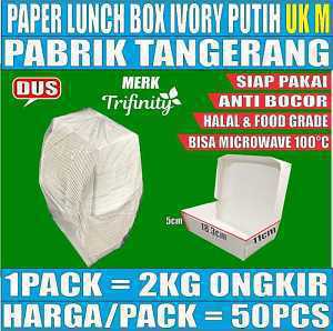 Paper Lunch box Tutup Trifinity Ivory Putih Kotak Uk M Pack 50pcs