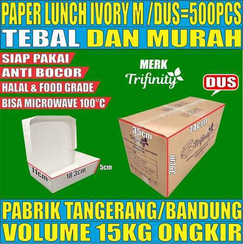 Paper Lunch M Ivory Dus 500pcs Box Kotak Tutup Putih Trifinity Halal L1brtT6H6