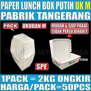 Paper Lunch box Tutup Putih Kotak SPE Uk M Pack 50pcs