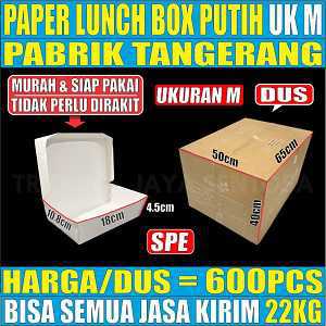 Paper Lunch box Tutup Putih Kotak SPE Uk M Dus 600pcs L1BRT