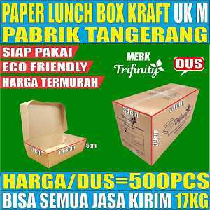 Paper Lunch box Tutup Kraft Uk M Dus 500PCS TRIFINITY L2BRT