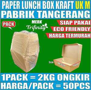 Paper Lunch Kotak KRAFT Uk M TRIFINITY Pack 50pcs