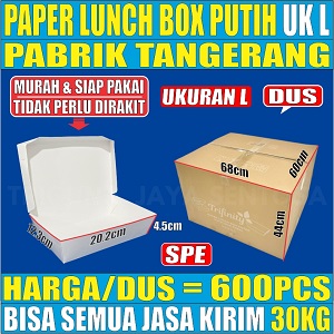 Paper Lunch box Tutup Putih Kotak SPE Uk L Dus 600pcs L2BRT