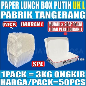 Paper Lunch box Tutup Putih Kotak SPE Uk L Pack 50pcs