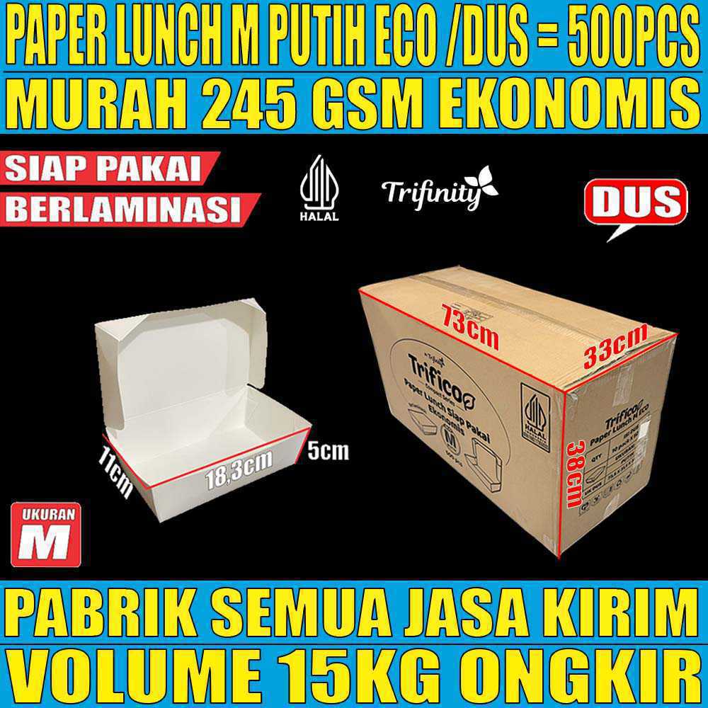 Paper Lunch Eco M Putih TRIFICO Dus 500pcs 245gsm Tebal 19gr tms