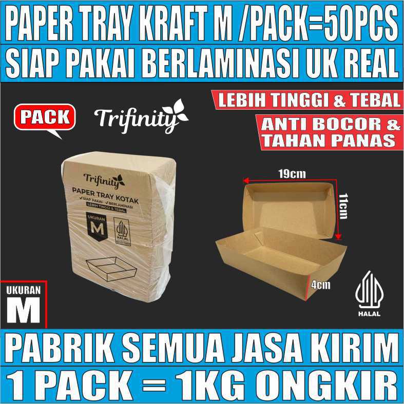 Tray Paper Kraft M Pack 50pcs Trifinity