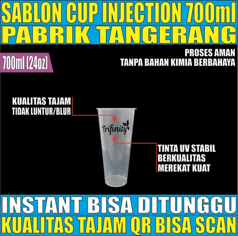 Sablon Cup Injection 700ml 24oz RataTransparan Halal