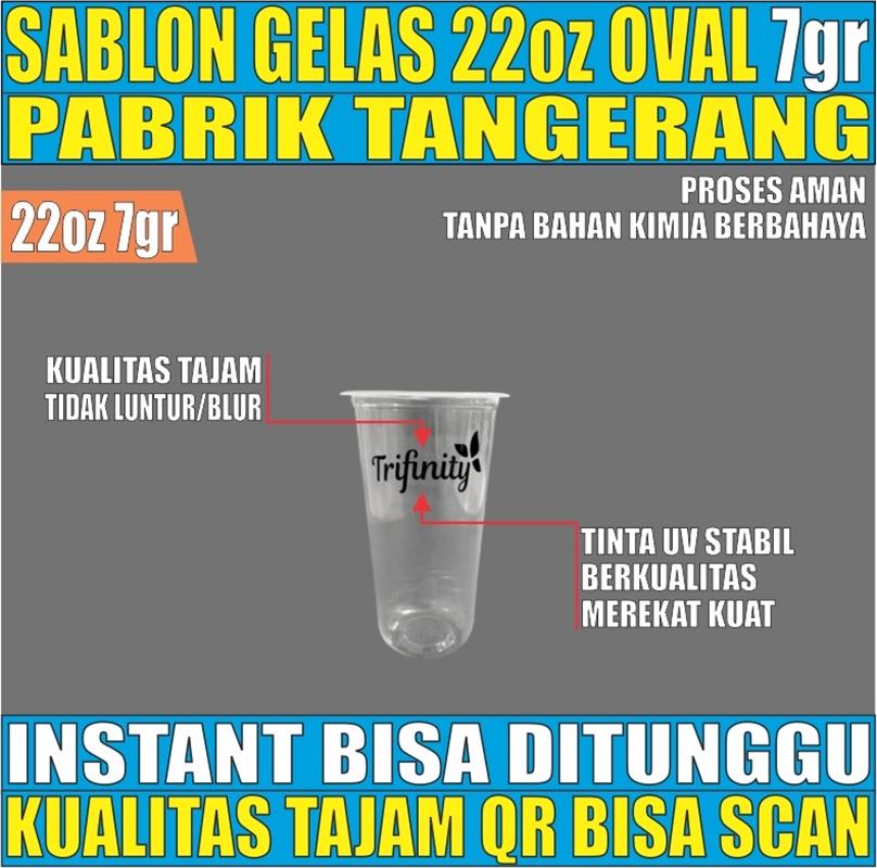Sablon Gelas 22oz Oval 7gr Transparan Halal
