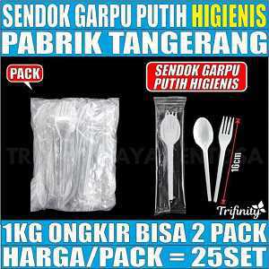 sendok garpu set higienis putih pack 25pcs