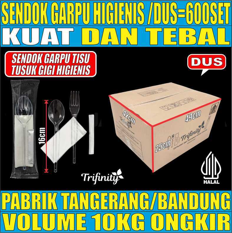 Sendok Garpu Tisu Tusuk Gigi Bening Steril Dus 600pcs Halal Tebal 8gr