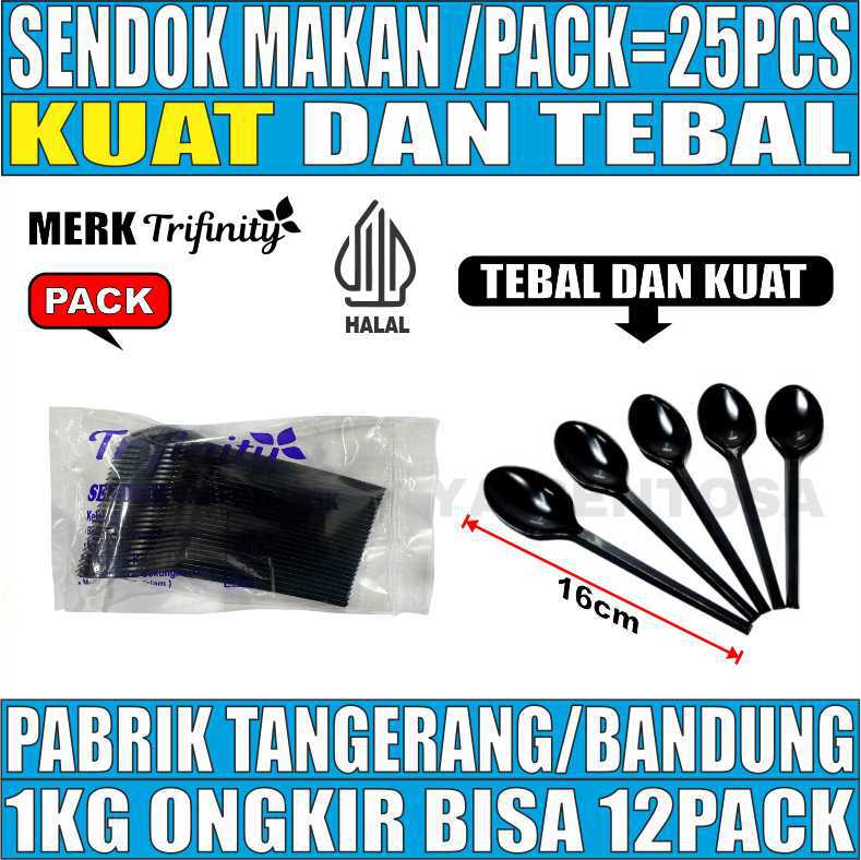 Sendok Makan Hitam Pack 25pcs Halal