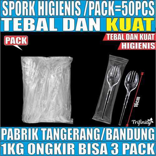 Spork Higienis Bening Pack Steril Trifinity 50pcs Halal