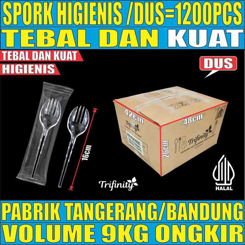 Spork Higienis BENING Dus Steril Trifinity 1200pcs Halal Tebal 3.5gr