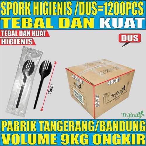 Spork Higienis Hitam Dus Steril 1200pcs Halal GD2tmrT5H10