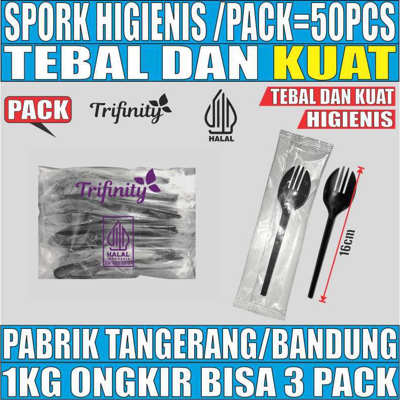 Spork Higienis Hitam Pack Steril 50pcs Halal