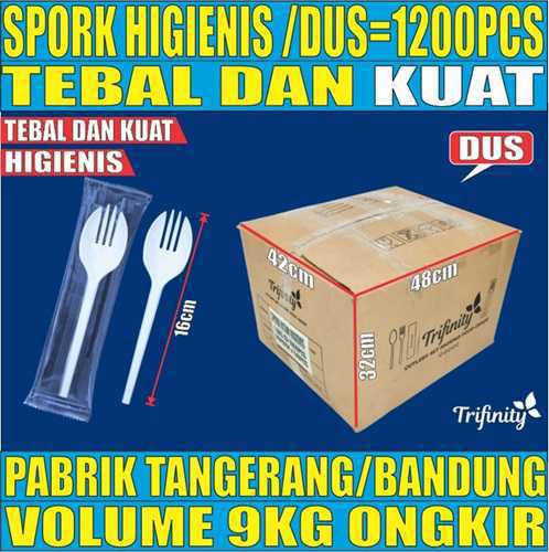 Spork Higienis Putih Dus Steril Trifinity 1200pcs Halal L2BRT257T4H9