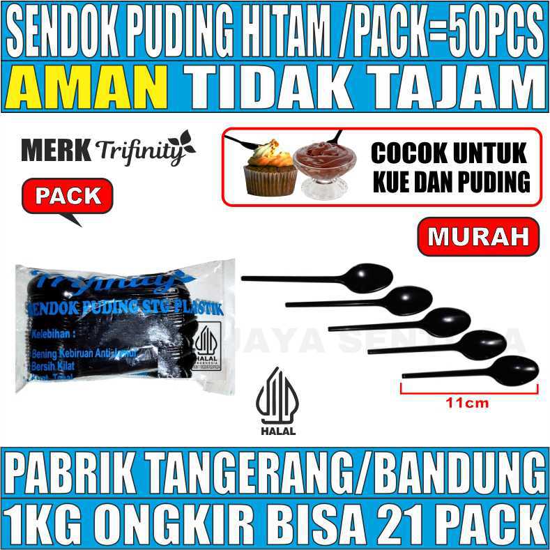 Sendok Puding STG Hitam Pack 50pcs Sendok Teh Halal