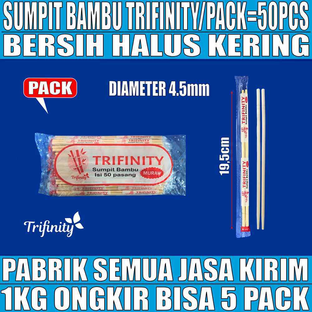 Sumpit Murah Higienis Pack 50set Trifinity Bambu