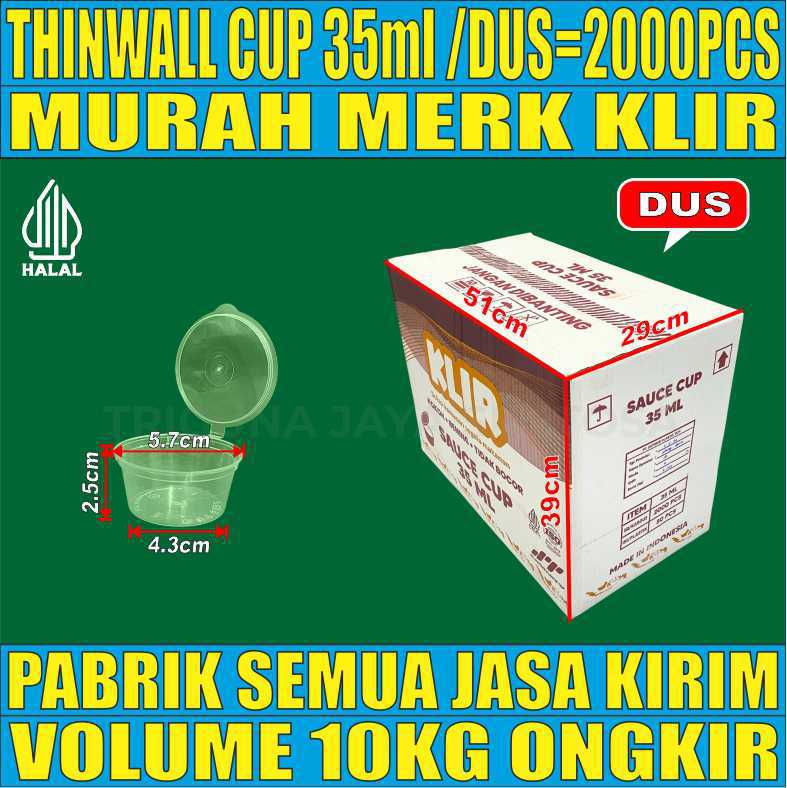 Thinwall KLIR Cup 35ml Dus 2000pcs Tutup Sambung Tebal 3gr klr