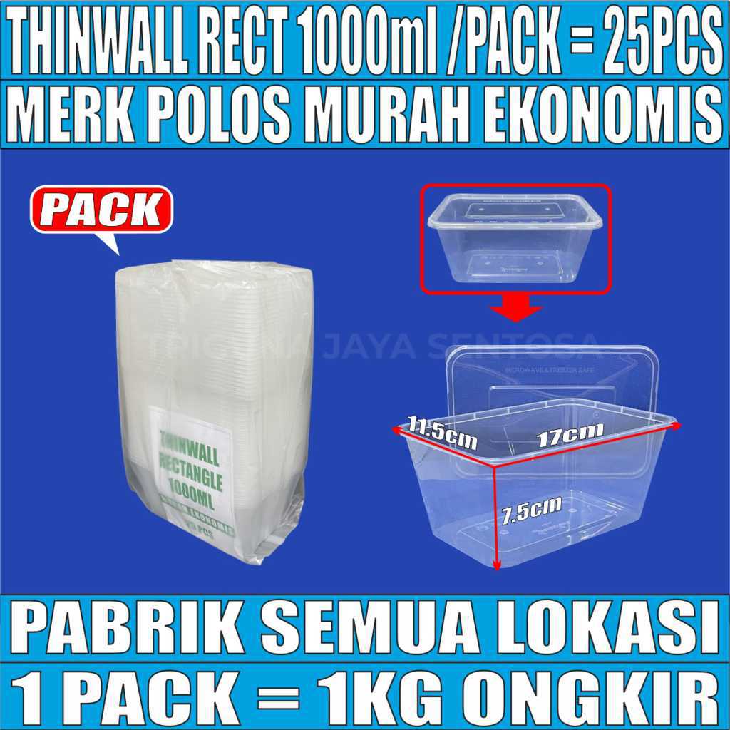 Thinwall POLOS Rect 1000ml Pack 25pcs
