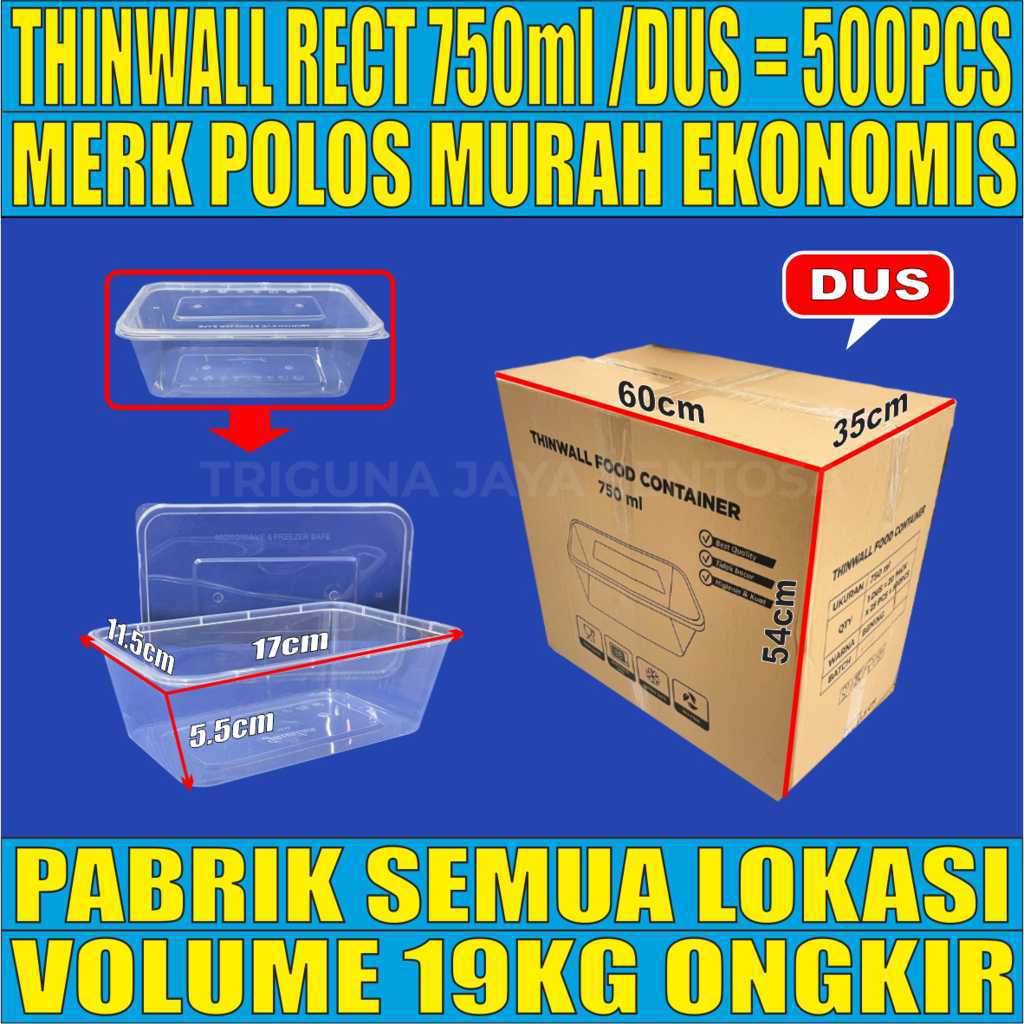Thinwall POLOS Rect 750ml Dus 500pcs Tebal 24gr L1416T7H4B5 plg