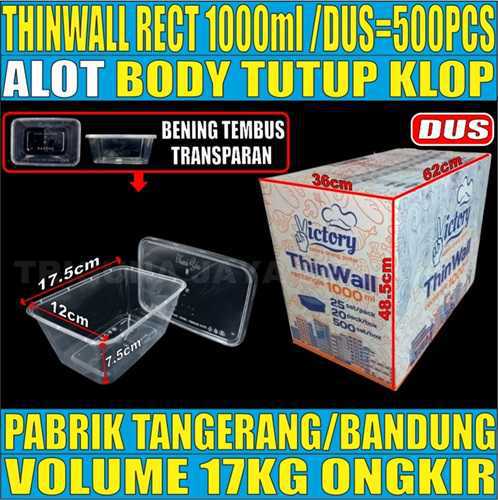 Thinwall Rect 1000ml Dus Victory 500pcs Tebal 28.9gr vct