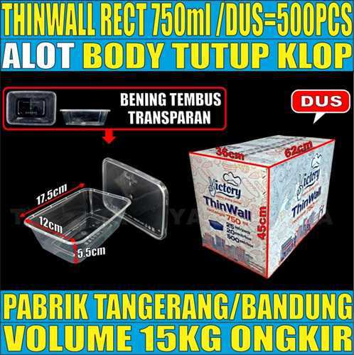 Thinwall Rect 750ml Dus Victory 500pcs Tebal 26gr L1415T7H5 vct