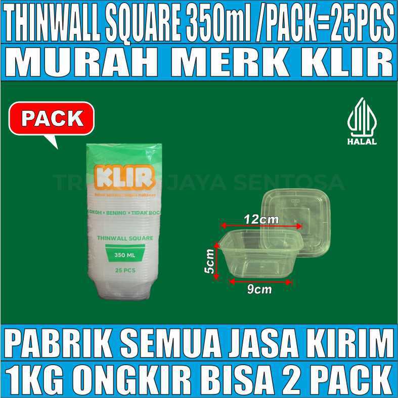 Thinwall KLIR SQ Kotak 350ml PACK 25pcs Tebal 16.2gr