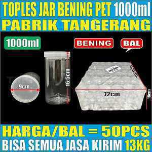 Toples Jar Silinder Bening Pet 1000ml Bal 50pcs L1BRT