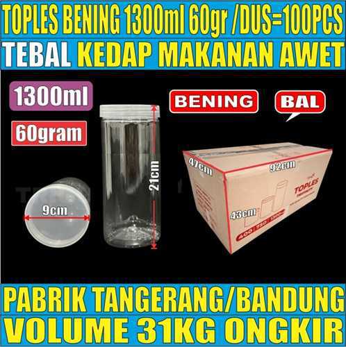 Toples 1300ml DUS 100pcs 60GR Jar Silinder Bening Pet L2BRT226T3H8