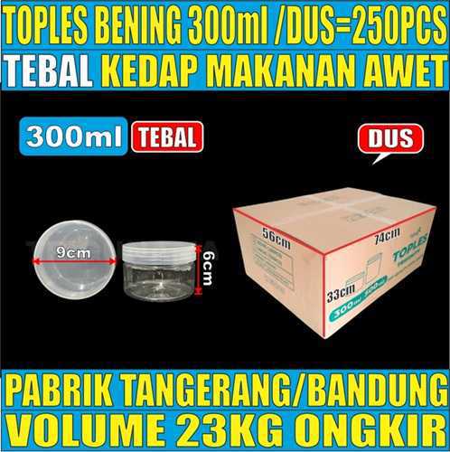 Toples 300ml DUS 250pcs 35GR Jar Silinder Bening Pet
