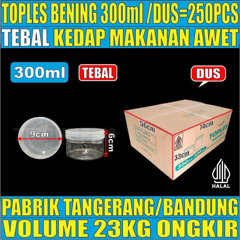 Toples 300ml DUS 250pcs 35GR Jar Silinder Bening Pet rnd