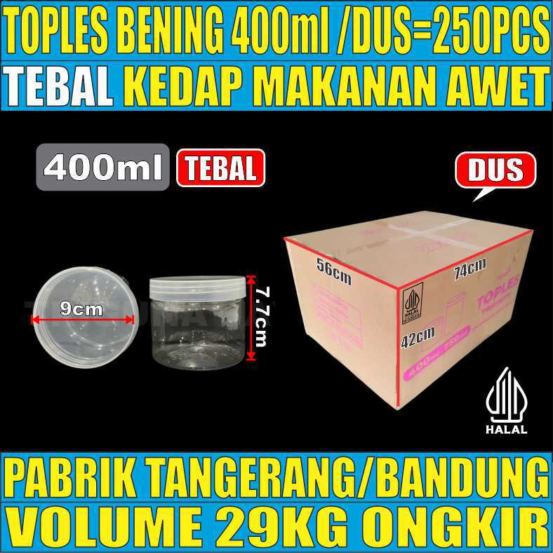 Toples 400ml DUS 250pcs 35GR Jar Silinder Bening Pet rnd
