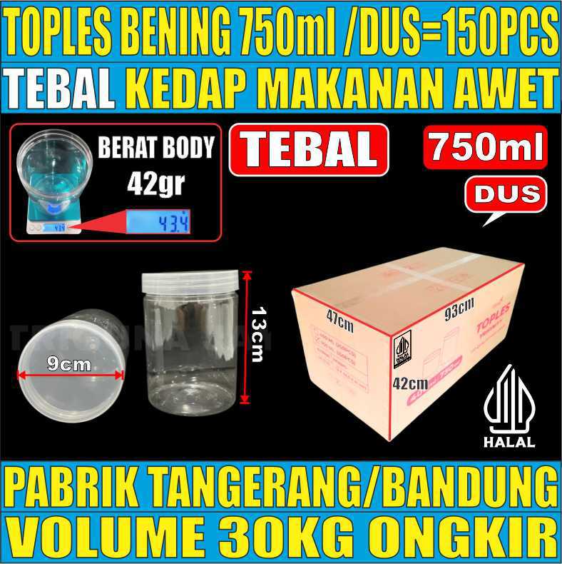 Toples 750ml DUS 150pcs 42GR Jar Silinder Bening Pet rnd