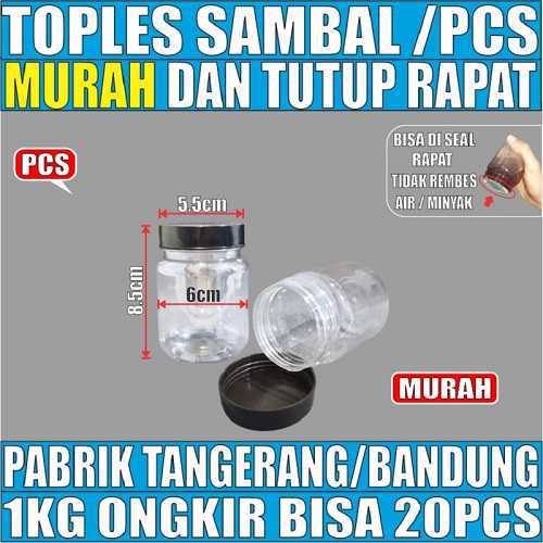 Toples 200ml Per 1pcs u Sambal Jar Silinder Bening Pet